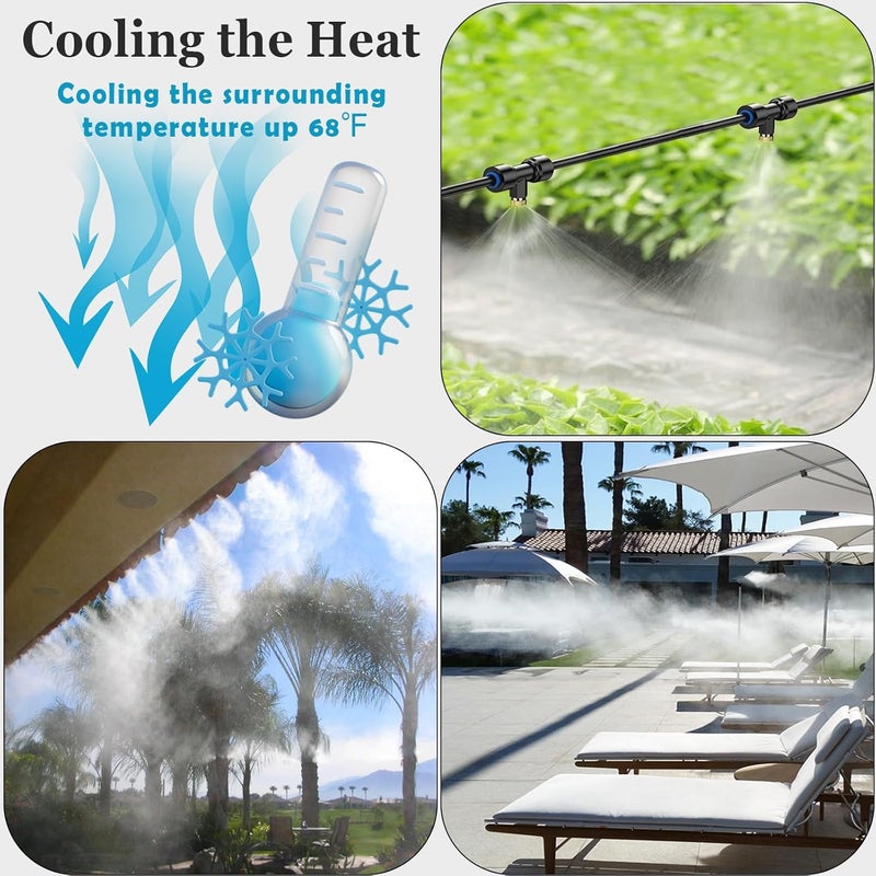 MCCKLE Misters for Outside Patio 59FT Outdoor Misting Cooling System - 59FT (18M) Misting Line+30 Mist Nozzles+3/4" Brass Adapter for Garden Greenhouse Trampoline - Image 2